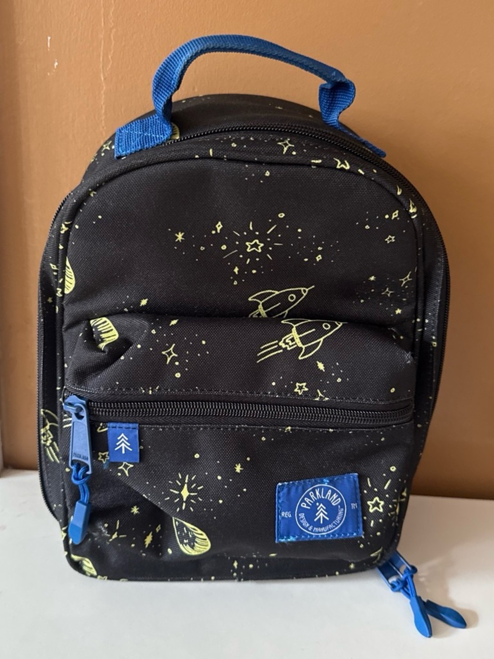 Kids Black & Yellow Space Rocket Backpack Lunch Bag